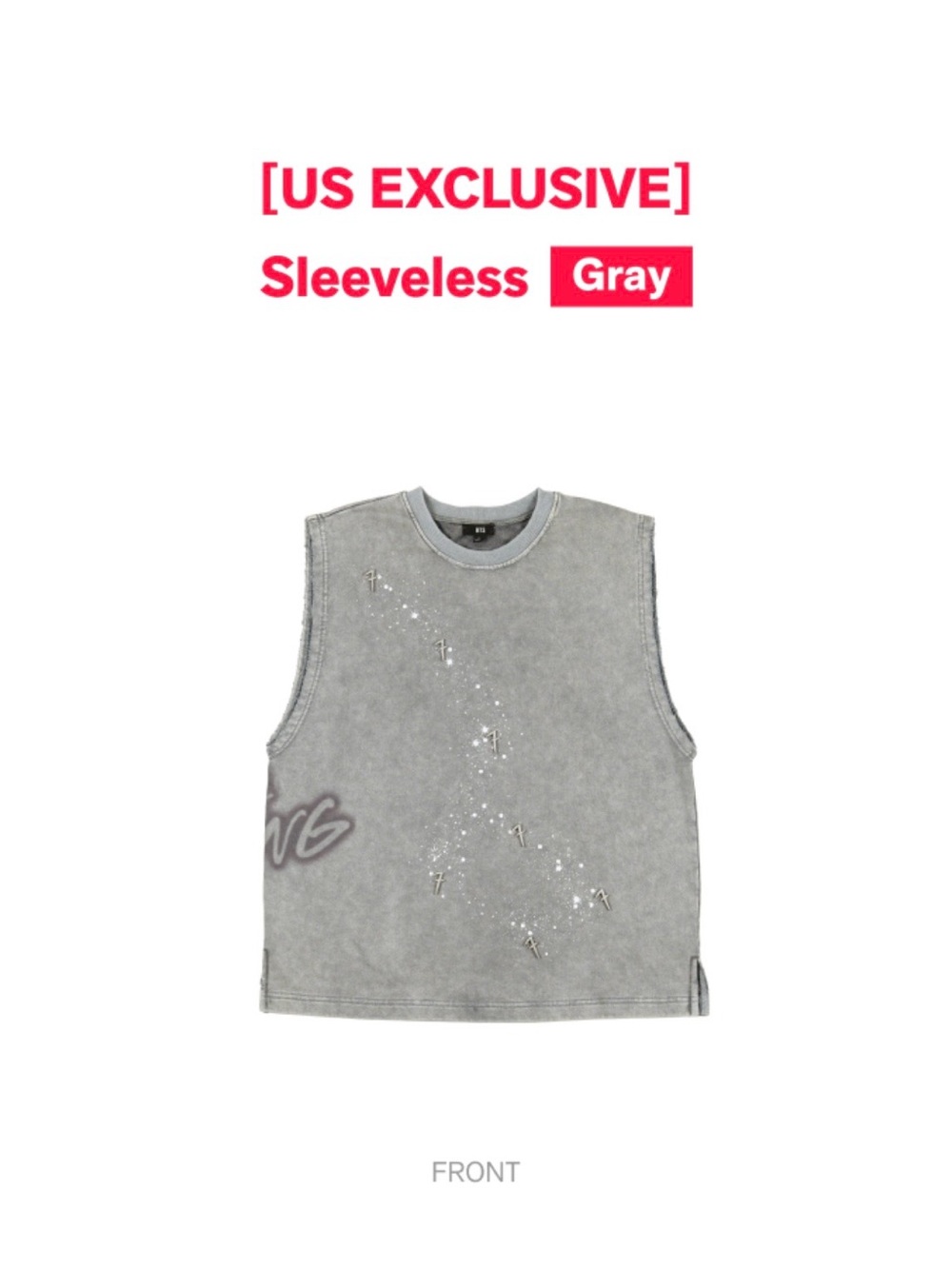 BTS Arirang | Sleeveless Gray Distressed Tank with Stud Detail